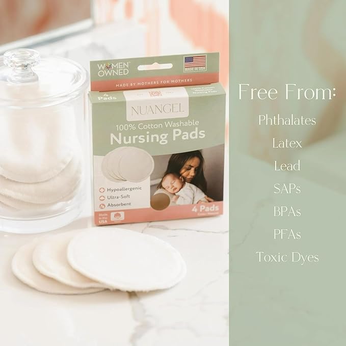 Natural Cotton Washable Nursing Pad, Essential for Newborn Care, Perfect Breast Pads for Leaking Milk, Nipple Pads for Nursing Newborns, Must-Have for Breastfeeding Moms (4 Pads per Package)