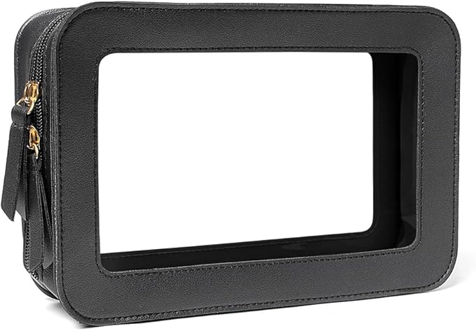 Clear Makeup Bag Small, TSA Approved Portable Toiletry Bag with Zipper Cosmetic Travel Bag Makeup Organizer Case Mini Makeup Pouch for Purse Car Organizer Bag for Women Men