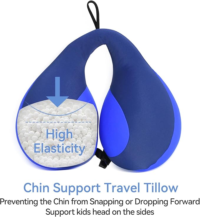 MOOB Kids Travel Pillow, Kids Head Neck & Chin Support U Shape Pillows, Travel Sleeping Essentials, Perfect for Car Airplane