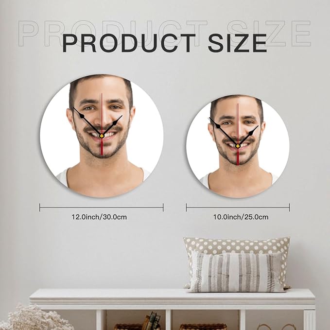 Generic Custom Clocks for Walls Personalized Clocks with Picture Silent Non Ticking Round Decoration for Kitchen Creative, 12inch-30cm