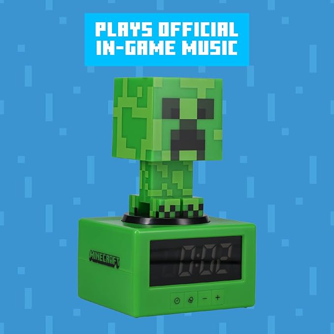 Paladone Minecraft Creeper Alarm Clock - Officially Licensed, in-Game Music & Night Light for Kids & Tweens, Gaming Room Accessory