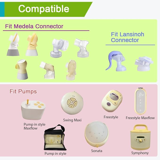 PumpMom 24mm Breast shields for Medela Breast Pump parts, Replace Flange compatible with Medela Accessories, Not Original PersonalFit Flex Breast Shield, Not Original Freestyle Pump Parts, 2pcs (24mm)