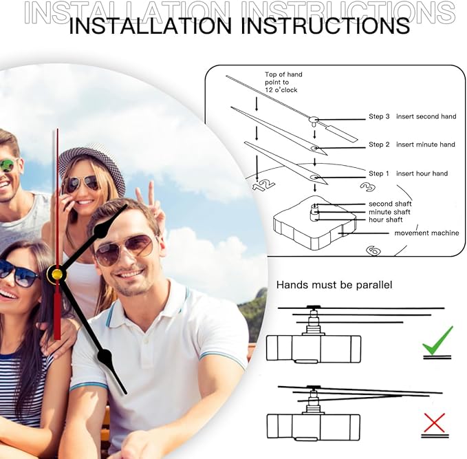 Generic Custom Clocks for Walls Personalized Clocks with Picture Customize Gifts for Kitchen Bathroom Home Family Friends Gifts, 12inch-30cm