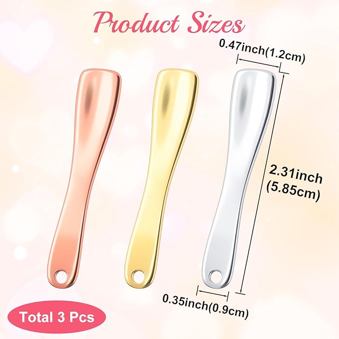 3 Pcs Facial Spatula Sticks Mini Metal Makeup Spatulas Tiny Skincare Cosmetic Spoons Reusable Face Eye Cream Lotion Applicator Tools Facial Massage Sticks for Women Girls
