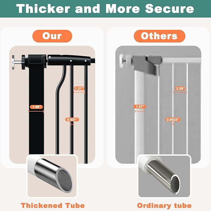 40.5" Extra Tall Baby Gate for Stairs, 63"-65.7" Extra Wide Long Dog Pet Gate, Auto Close Safety Child Gate Indoor, No Drill Adjustable No Climb Fence for Stairs Kid or Pet Black