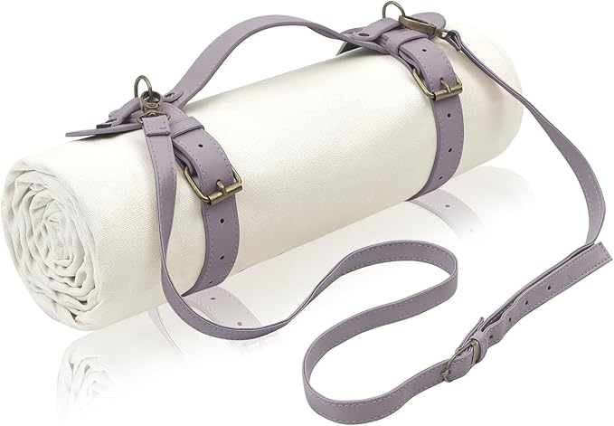 4’9” x 6’3” White Lightweight Water-Resistant Canvas Mat – Picnic, Outdoor, Beach, Park, Camping, Toy Mat