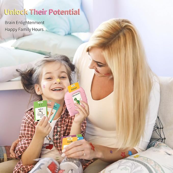 ABC Talking-Flash-Cards with 252 Sight Words, Christmas Birthday Gifts for Girls 2 3 4 5 6 Years, Language Therapy Toys for Autistic Children, Learning Toys for Toddlers Ages 2-6, Pink