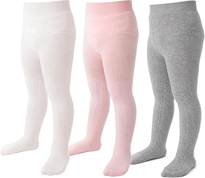 Marchare Baby Girls Tights Thick Solid Cable Knit Leggings Winter Warm Stockings For Toddler Girls 1/2/3/4/5 Pack