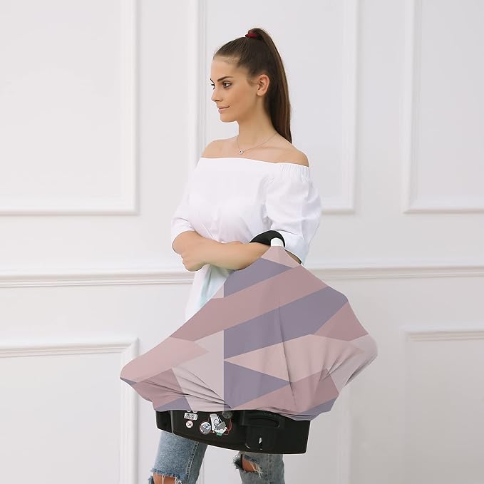 Carseat Cover Boy and Girls - Multi-use Nursing Car Seat Canopy Cover for Breastfeeding, Infant Stroller Cover, High Chair Cover (Baby Pink)