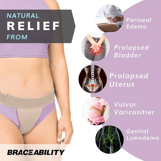BraceAbility Pelvic Pro Prolapse Belt - Patented, Original Uterus Support Brace for Women Treating Dropped Bladder, Uterine Prolapse, Vulvar Varicosities, Postpartum, Symphysis Pubis Dysfunction (XL)