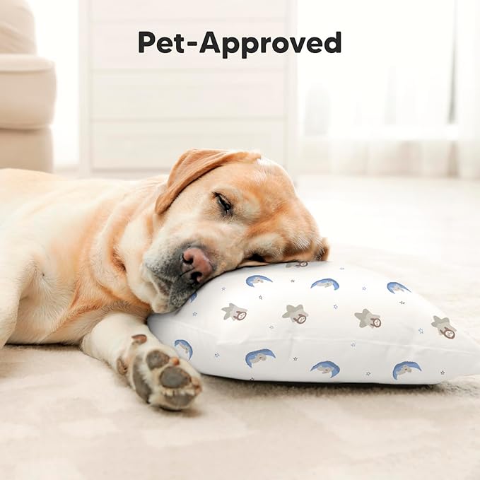 KeaBabies Toddler Pillow with Pillowcase, Jumbo 14X20 - Soft Organic Cotton Toddler Pillows for Sleeping - Machine Washable - Perfect for Travel, Toddler Bed Set (Space Drift)