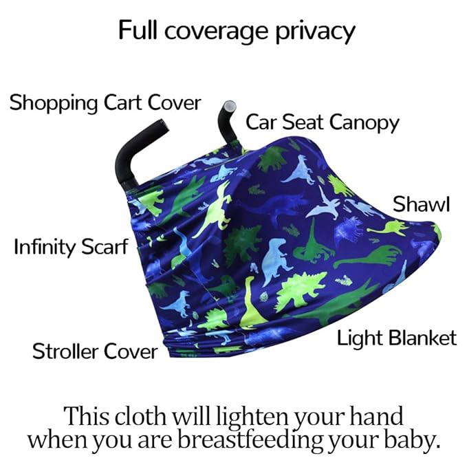 Baby Car Seat Cover, Multi- use Nursing Cover for Breastfeeding, Carseat Cover Boys, Dinosaur Baby Shower Stuff for Newborn, Soft Breathable