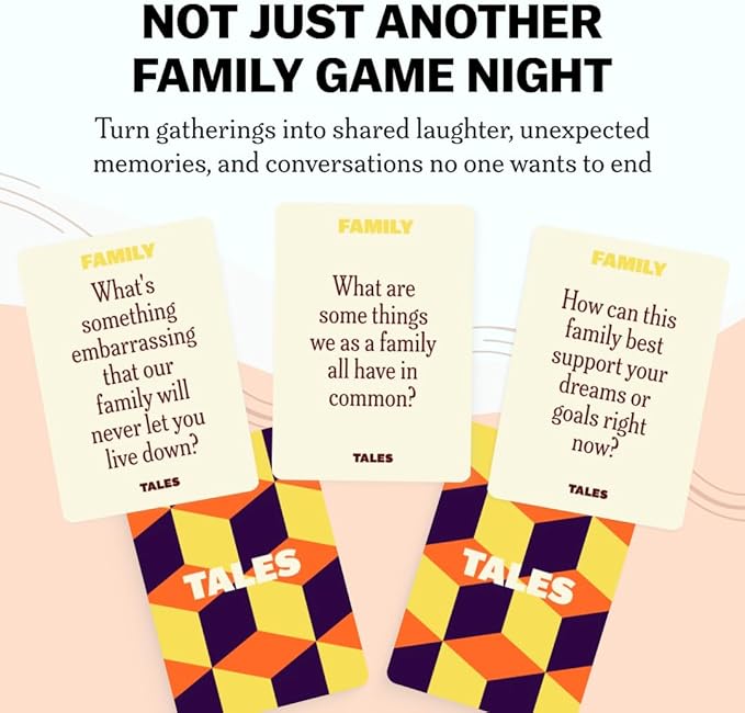 TALES 150 Conversation Cards, Family Edition, Perfect for Family Games for Adults, Teens, and Kids, Family Dinners, Game Nights, Gifts, Holidays, and Gatherings, Prompts for Meaningful Connections