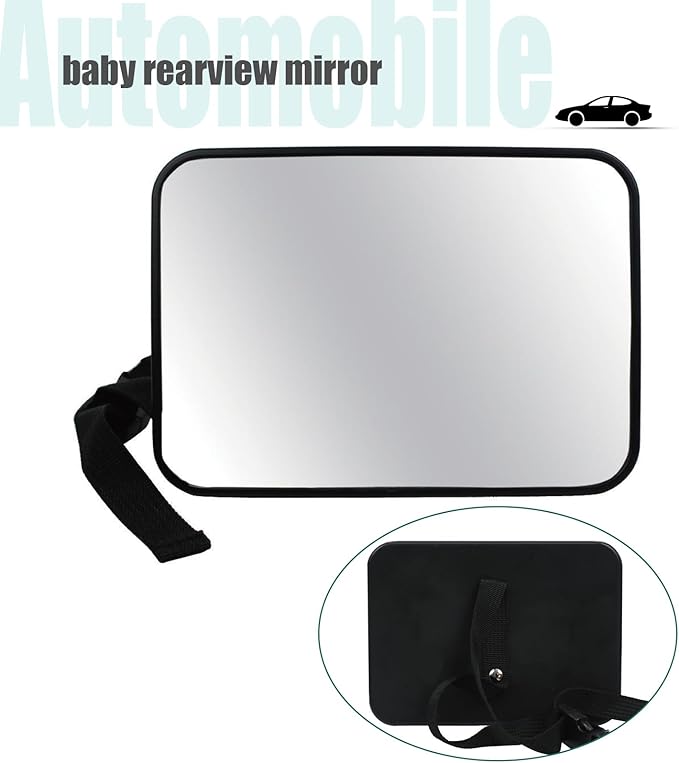 Baby Car Mirror, Universal Fit, Headrest Mount, Shatterproof, Stable, Easy Install, Compatible with Most Cars & SUVs