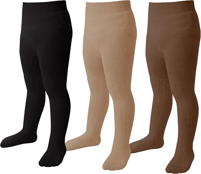 Marchare Baby Girls Tights Thick Solid Cable Knit Leggings Winter Warm Stockings For Toddler Girls 1/2/3/4/5 Pack