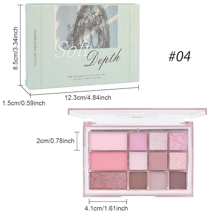 12 Colors Nude Brown Pink Matte Shimmer Eyeshadow Palette for Eye Makeup,High Pigmented Tan Purple Eye Shadow Primers Powder Palet de sombras de ojos