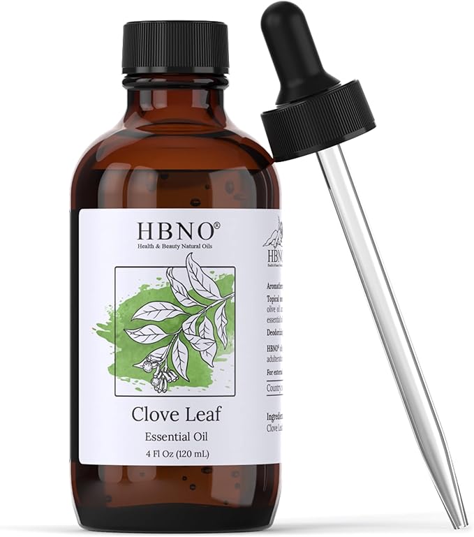 HBNO California Bottled Clove Leaf Essential Oil 4 fl oz (120ml) Value Size - Natural Clove Leaf Oil - Perfect for Cleaning, Aromatherapy, DIY, Soap & Diffuser