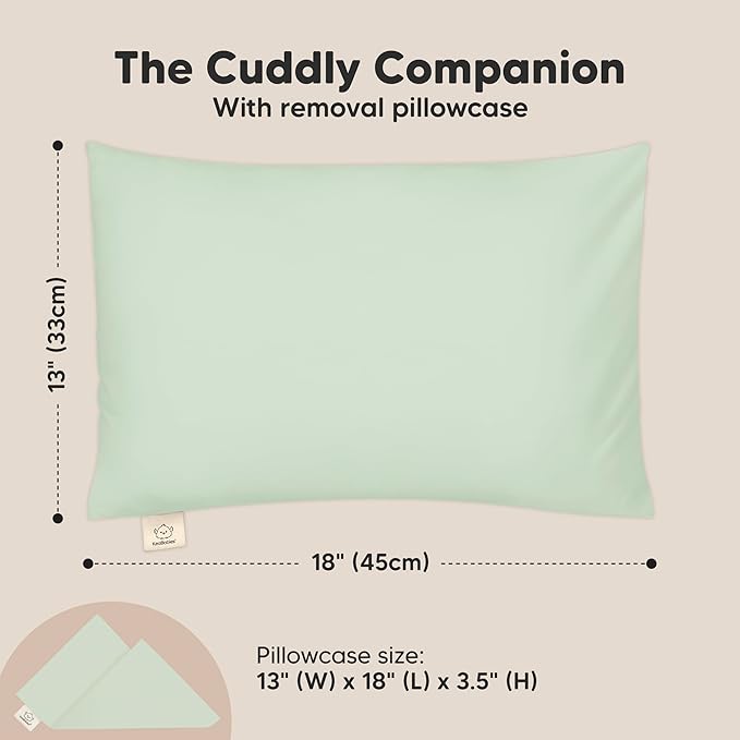 Toddler Pillow with Pillowcase - 13x18 My Little Cuddly Pillow, Viscose Derived From Bamboo Nursery Toddler Pillows for Sleeping,Kids Pillow,Small Travel Pillows,Mini Toddler Bed Pillow (Sage)