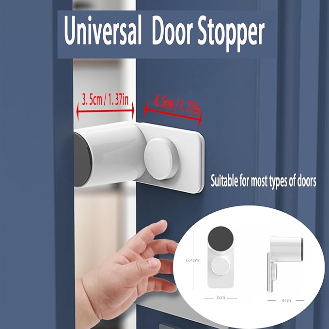 CMINGJ (8 Pack) Adjustable Door Guard Door Stop, Door slam Stopper, Finger Pinch Guard,Revolving Door Stopper for Baby Child Proofing, Anti Door slam, Pet Door Stopper, Easy to Install,White (8 Pack)