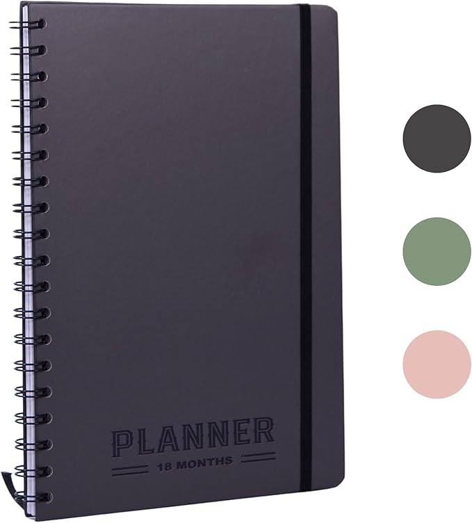 Undated Monthly Planner 2025-2026 - 18 Month Monthly Calendar Planner Book for School Office and Home - Hardcover Blank Planners for Goals Tasks and Dates - B5(6.9" x 9.8") Black