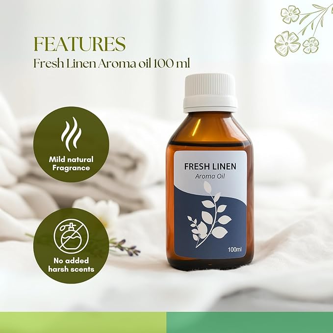 Roots & Above Fresh Linen Aroma Oil 3.38 oz/100ml Perfect for Diffusers, Soap Making, Candles, Lotion, Home Scents, Perfume & Fragrance Oils