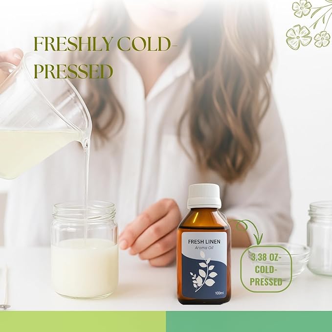 Roots & Above Fresh Linen Aroma Oil 3.38 oz/100ml Perfect for Diffusers, Soap Making, Candles, Lotion, Home Scents, Perfume & Fragrance Oils