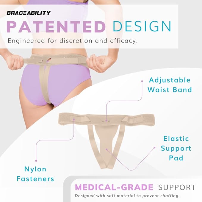 BraceAbility Pelvic Pro Prolapse Belt - Patented, Original Uterus Support Brace for Women Treating Dropped Bladder, Uterine Prolapse, Vulvar Varicosities, Postpartum, Symphysis Pubis Dysfunction (XL)