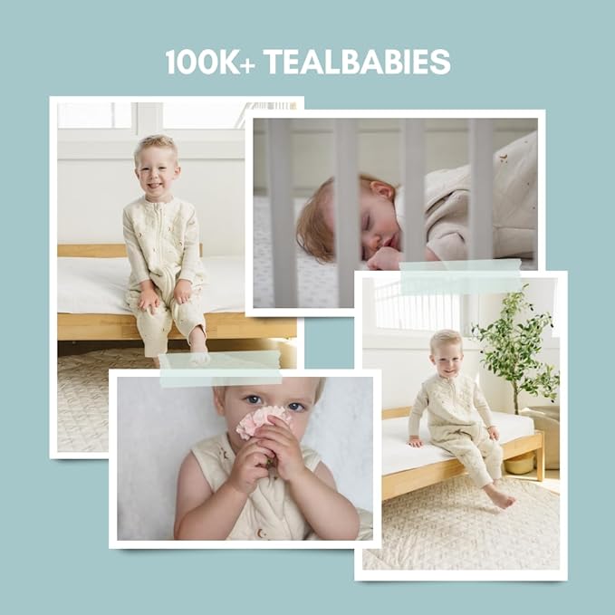 Tealbee Dreamsuit: Toddler Sleep Sack with Feet 3T 4T - 1.2 TOG All Season Baby Wearable Blanket for Walkers - Rayon made from Bamboo, Organic Cotton Sleep Bag - Moons Stars