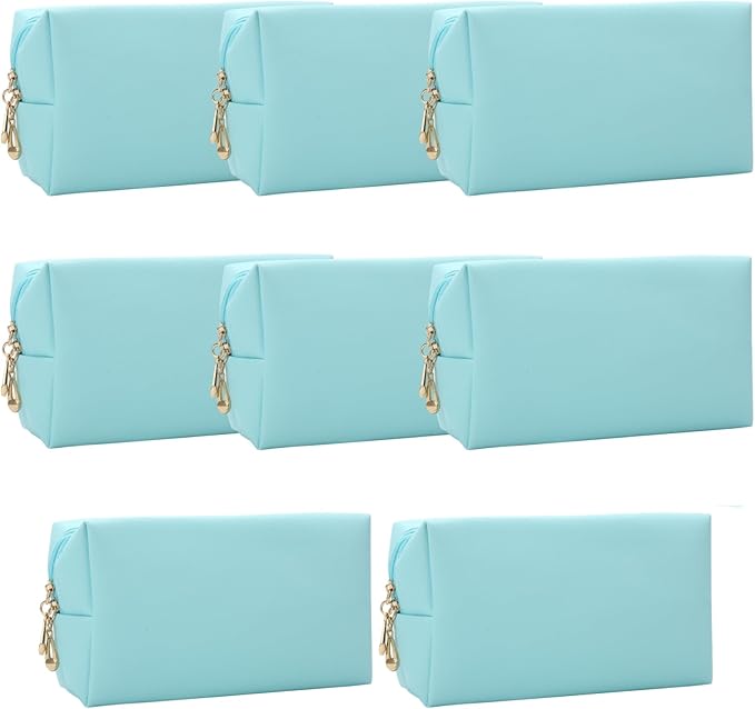 Bridesmaid Proposal Gifts Letter Cosmetic makeup bag bulk for Wedding Party Favors Bachelorette party decorations Toiletry Organizer Bag Makeup Case Gift (8, Blue)