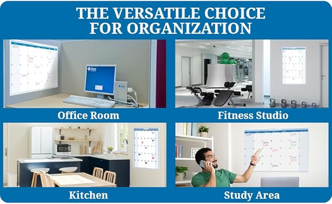 30-Day 1-Month Dry and Wet Erasable Wall Calendar Planner (Horizontal 32" 48", Sky Blue)