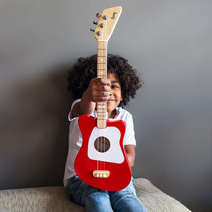 Loog Mini Acoustic kids Guitar for Beginners 3-strings Ages 3+ Learning app and lessons included Black