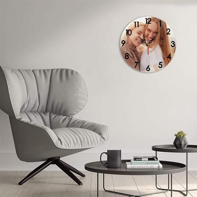 Generic Custom Clocks for Walls Personalized Wall Photo Customized Round Clock for Birthday Wedding Present Family Friends Gifts, 12x12Inch