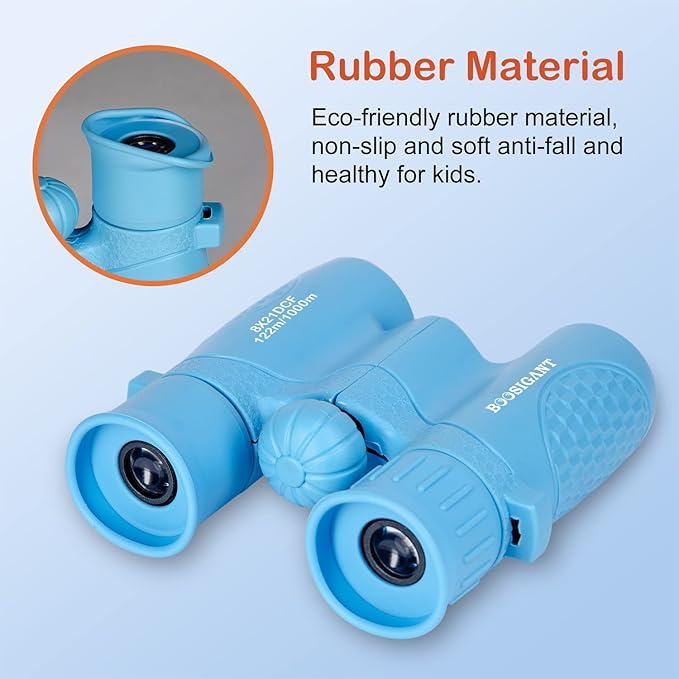 Binoculars for Kids 8x21, Gift for 3-12 Years Boys & Girls, Compact Kids Binoculars High-Resolution Shockproof Mini Binoculars for Bird Watching, Hiking, Camping, Travel Blue 301