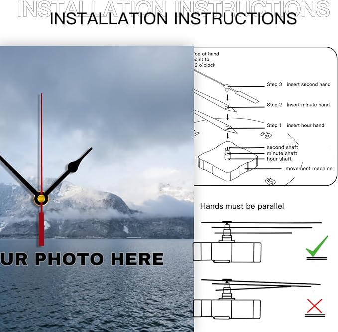 Generic Custom Wall Clock Personalized Wall Photo That PVC Customized Round Silent Clock for Living Room Wedding Friend Family Lover, 10inch-25cm