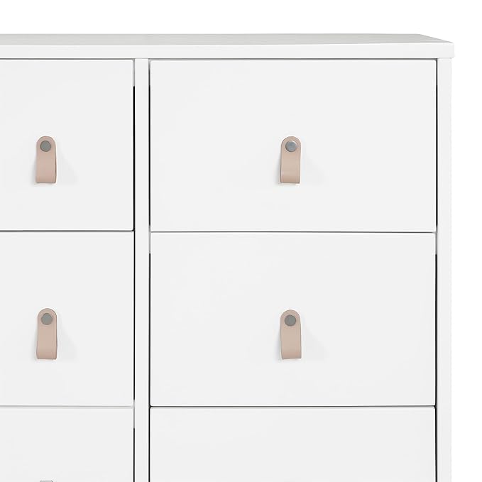 GAP babyGap Legacy 6 Drawer Dresser with Leather Pulls and Interlocking Drawers - Greenguard Gold Certified, Bianca White/Natural