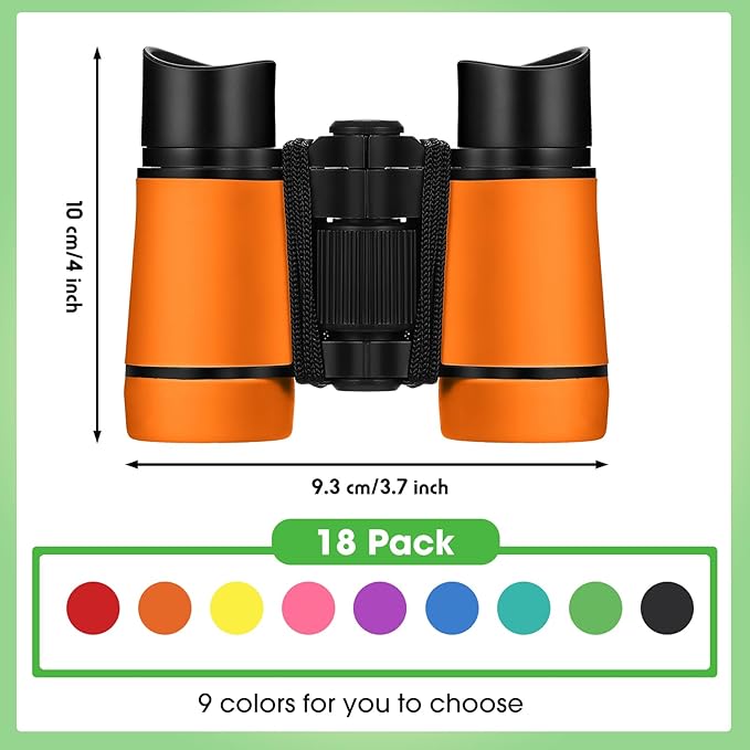 Yeaqee 18 Pack Kid Binoculars Toy Bulk Shock Proof Party Favor Binoculars Gifts for Age 6+ Years with Neck String Folding Mini Small Telescope Children Kids Camping Outdoor Educational Gifts