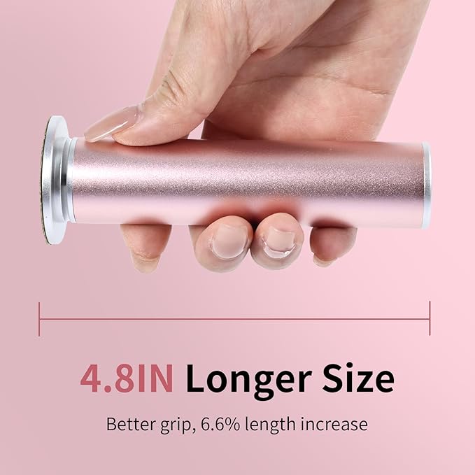 4.8IN Longer Electric Foot Callus Remover with 120pcs Sandpaper Discs, Professional Aluminum Callus Remover for Feet, Stepless Speed Control Pedicure Tools for Dead Skin (Pink-pro)