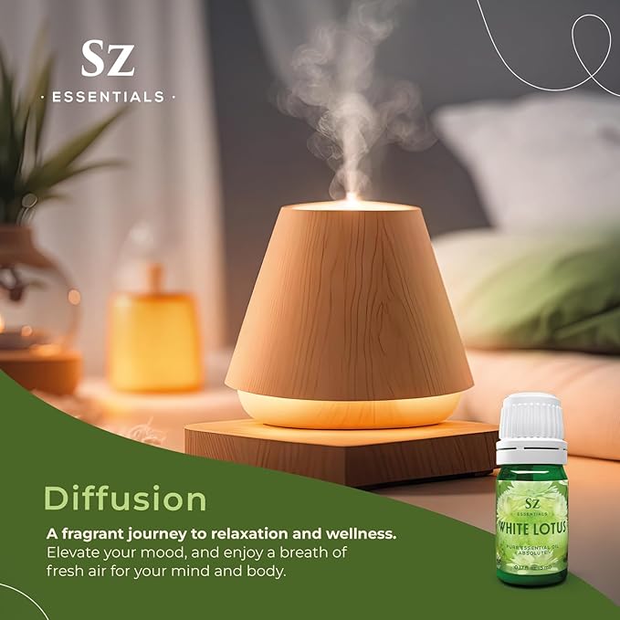 White Lotus 100% Pure, Essential Natural Oil - Extracted from Nymphaea Lotus - Rich & Sweet Scent, with Exotic Floral Overtones - Therapeutic Grade & Vegan - 0.17 fl oz (5ml)