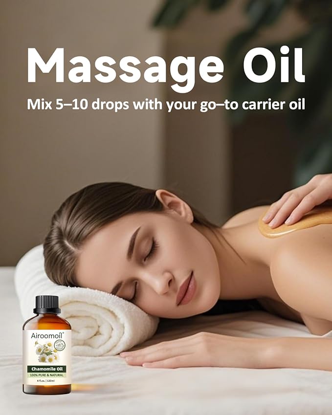 Pure Chamomile Essential Oil, 100% Pure Natural Chamomile Essential Oil, Premium Grade Essential Oils for Diffusers for Home, Skin, Care Massage, Soap Making, Aromatherapy, 4 Fl Oz | 120ml