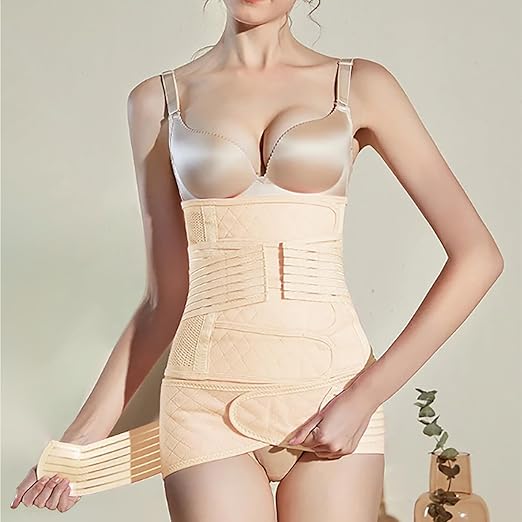 Postpartum Belly Support Recovery Belly/Waist/Pelvis Belt Shapewear Slimming Girdle, Beige for Posture Correction (X-Large)