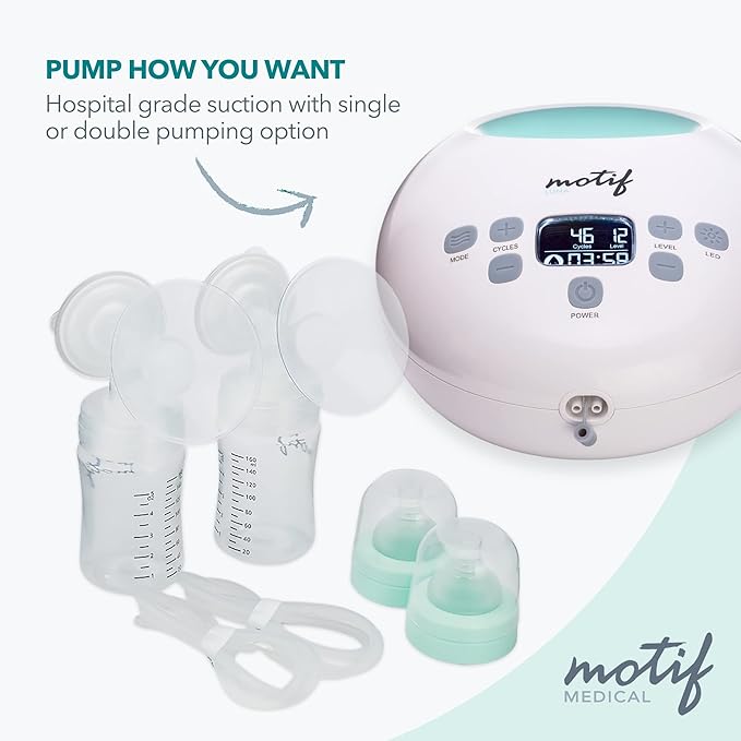 Motif Luna Double Electric Breast Pump Bundle with Luna Cooler Set and Milk Storage Bags, 6 oz - 100 Count - Milk Freezer Bag with Easy Pour Spout