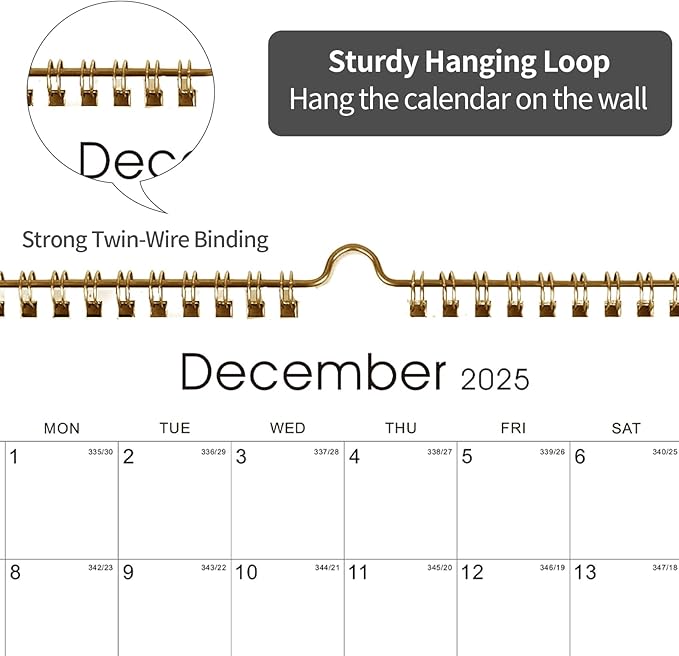 Calendar 2025-2027 22 Monthly Wall Calendar Runs from September 2025 until June 2027 Spiral Binding Hanging 11.5" x 14.7" Thick Paper with Julian Dates and Block for School Office（Simplicity）