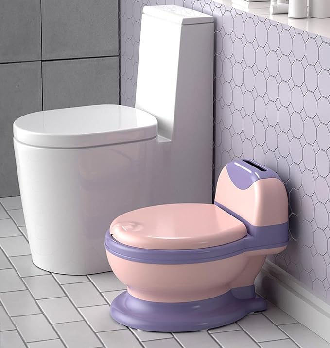 Potty Training Toilet, Realistic Potty Training Seat, Toddler Potty Chair with Soft Seat, Removable Potty Pot, Toilet Tissue Dispenser and Splash Guard, Non-Slip for Toddler& Baby& Kids