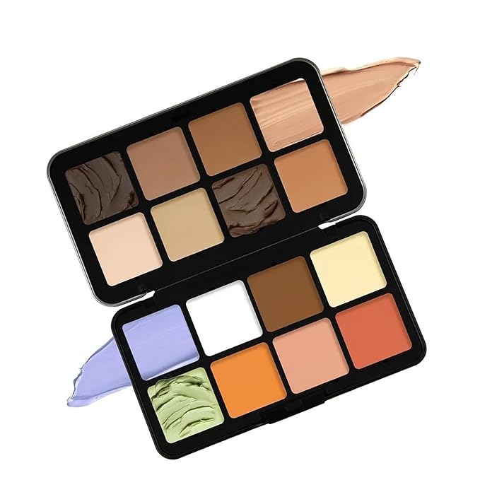 16 Color Corrector Concealer Foundation Palette Cream Set, Orange Green Peach Color Correcting Camouflage Makeup Cream Contour Palette with 11Pcs Makeup Brush Kit for Dark Circles Dark Spots