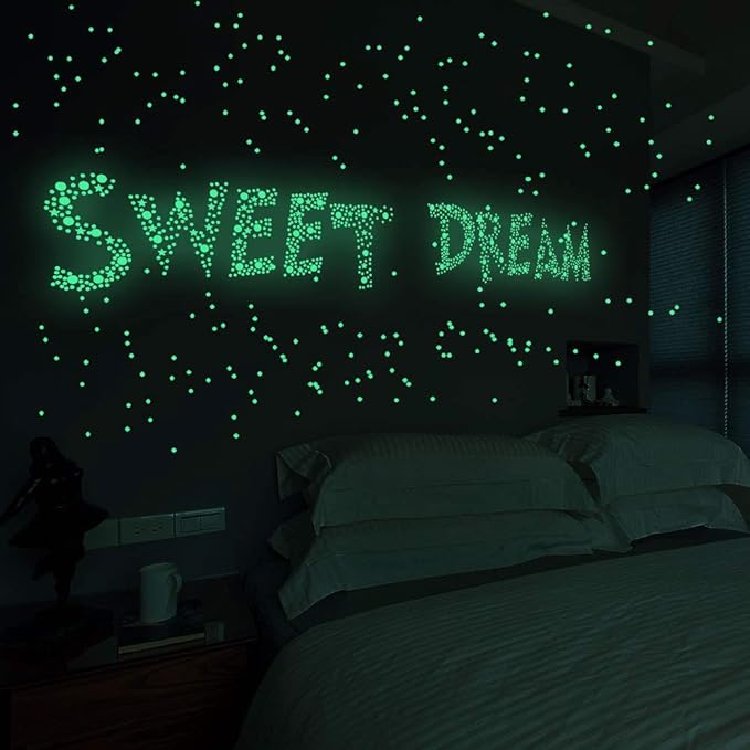 1230 PCS Glow in The Dark Stars Wall Stickers, 3D Adhesive Dots Decor Starry Sky Decor for Kids Bedroom or Birthday Gift,Beautiful Wall Decals (Green)