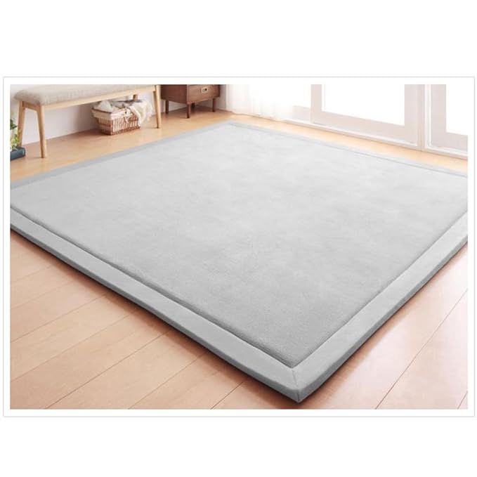 Loartee Coral Velvet Crawling Rug (6.0'x 6'8", Gray) for Toddler Children Play Area Rugs Yoga Mat Exercise Pads Carpet