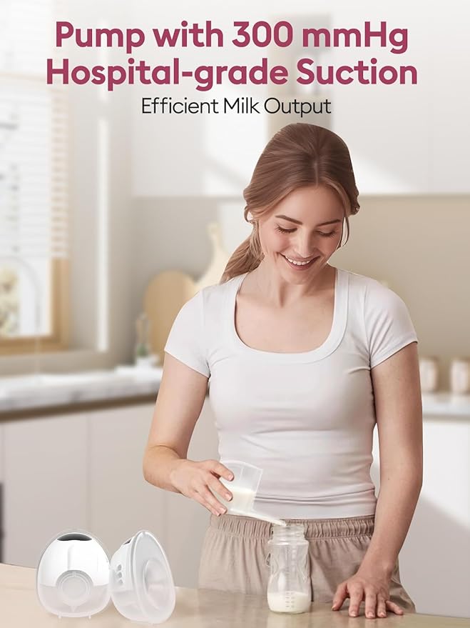 Lulia Breast Pump Hands Free, Wearable Breastfeeding Pump, 4 Modes & 9 Levels, Portable, Painless, Low Noise, BPA Free, Electric Breast Pump with 17/19/21/24MM Flange(1 Pack)