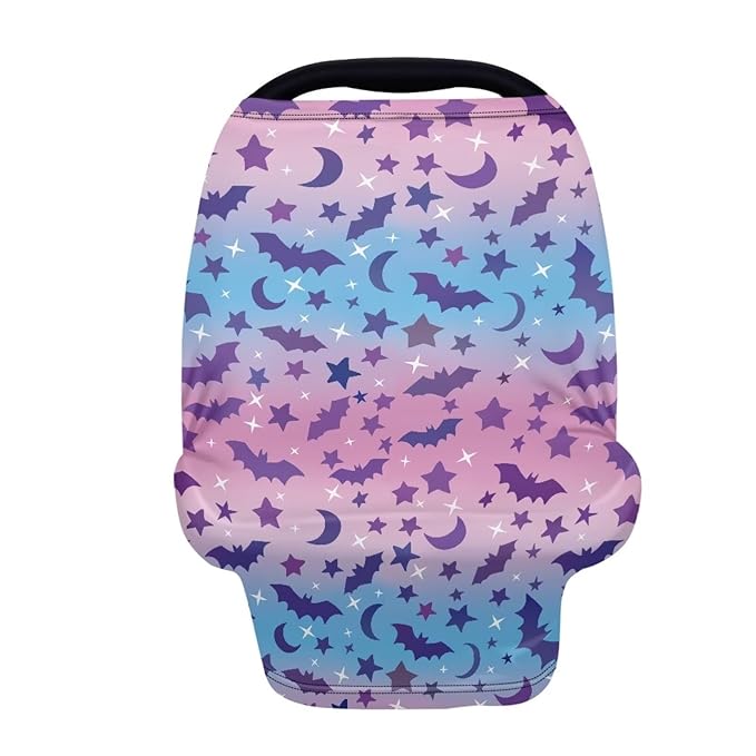 Binienty Halloween Bats Car Seat Cover Canopies for Baby Multi Use Cover Nusring Covers Stretchy Infants Stroller Cover/High Chair/Breastfeeding Cover