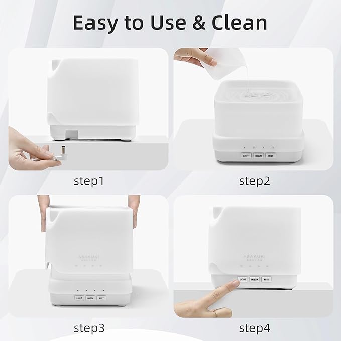 ASAKUKI Essential Oil Diffuser, Multifunctional Ultrasonic Aromatherapy Fragrant Oil Vaporizer Humidifier with Timer, Auto-Off Safety Switch, and 7 LED Light Colors, 700 ml (White)