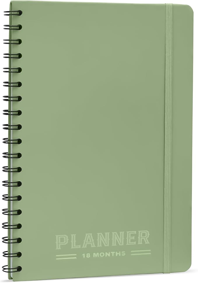 Undated Monthly Planner - 18 Month Calendar Planner Book for School, Office and Home - Hardcover Blank Planners for Goals, Tasks and Dates - B5(6.9" x 9.8") Green